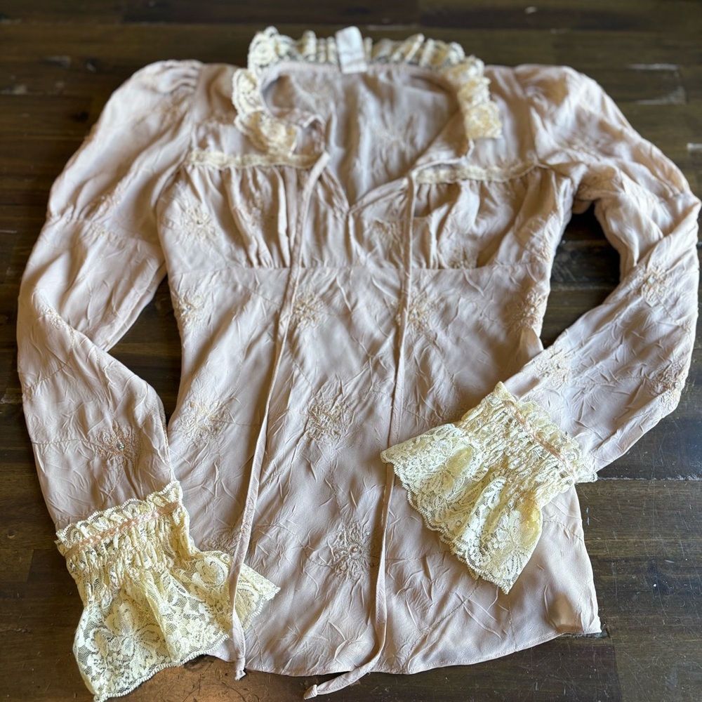 Vintage Blouse Top Romantic Ruffle Fairy Renaissance Lace Victorian S Whimsigoth